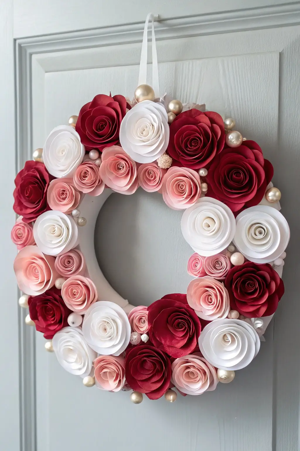 Blooming Paper Rose Wreath