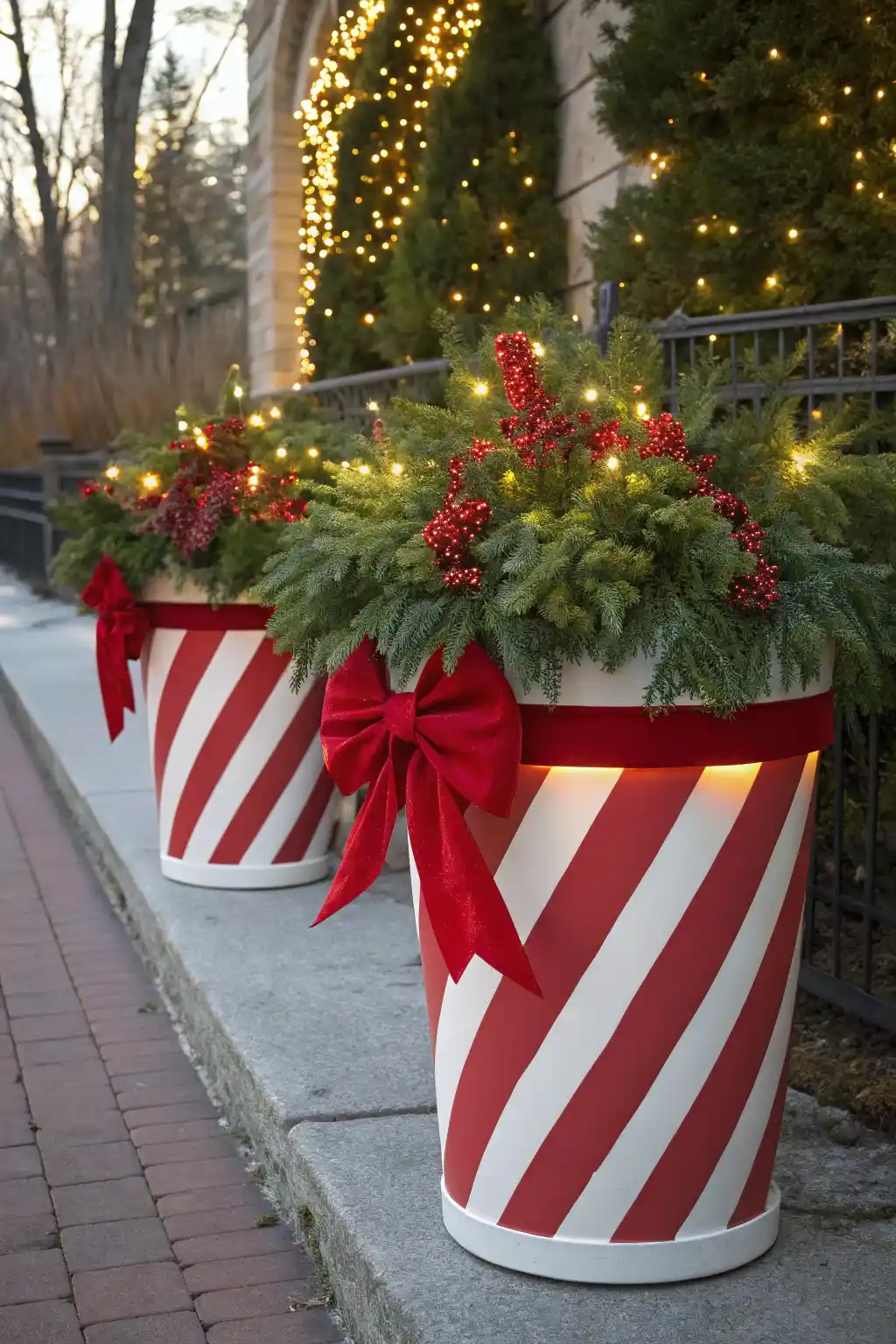 Cheerful Candy Cane Planters