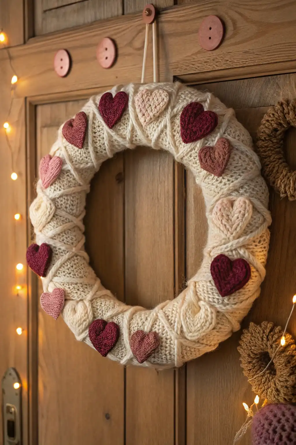 Cozy Knit Heart Wreath
