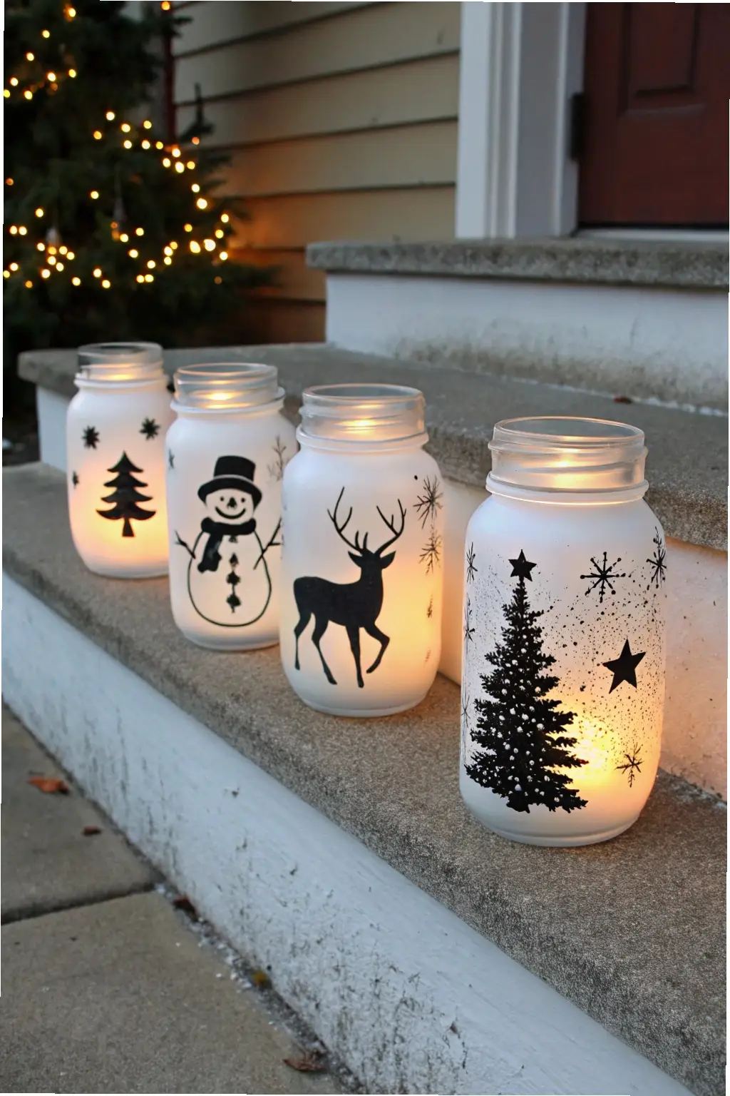 Festive Silhouette Jar Lanterns