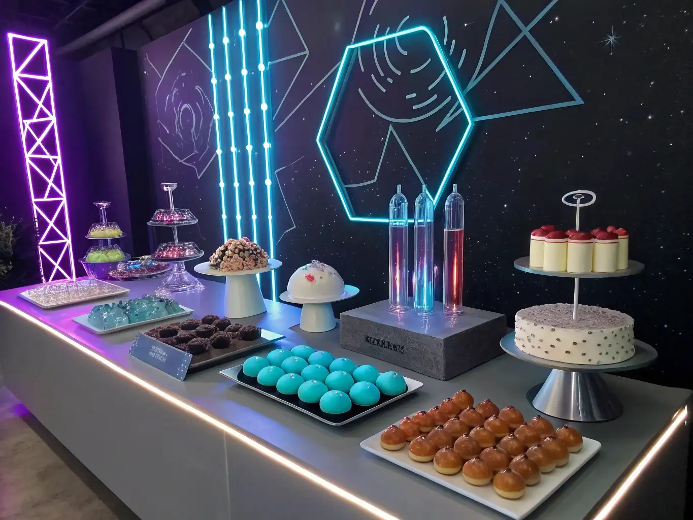 Futuristic Neon Dessert Lab