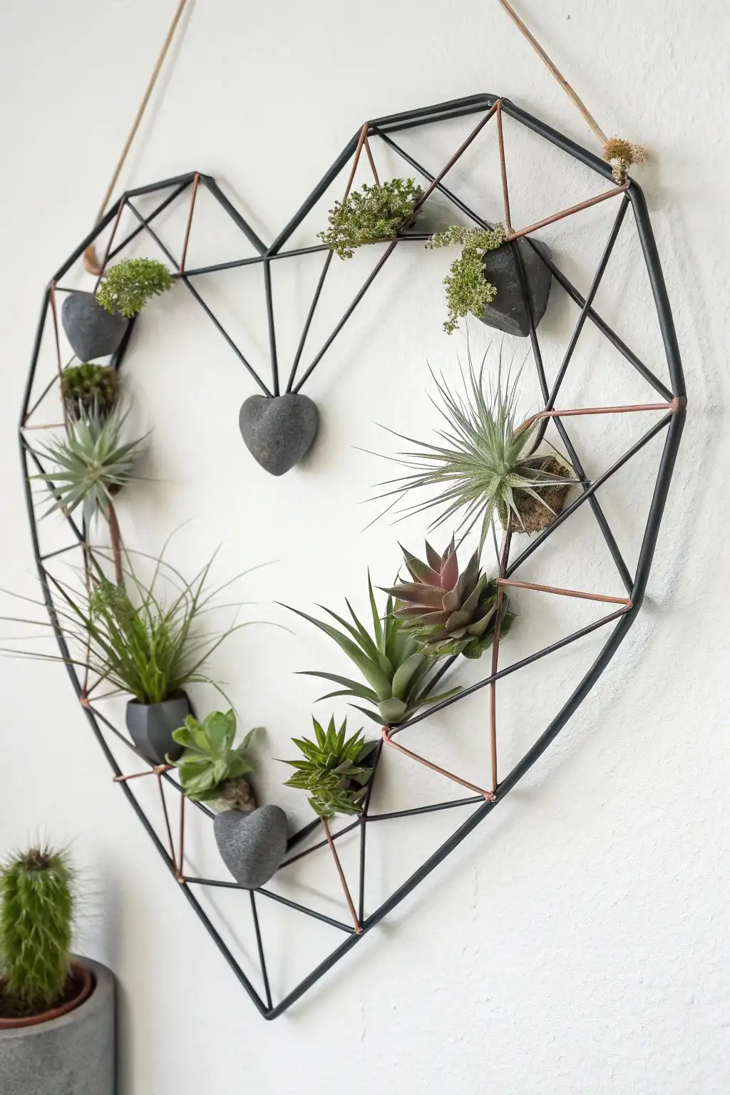 Geometric Heart Plant Wreath