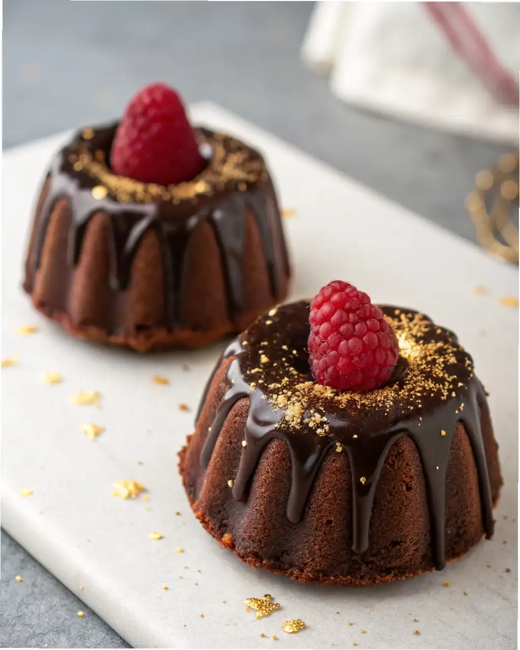 Glistening Chocolate Raspberry Bundtinis