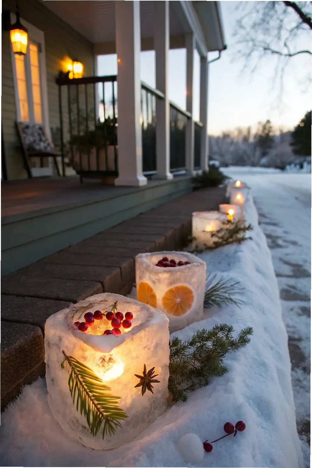 Glowing Ice Lantern Pathway