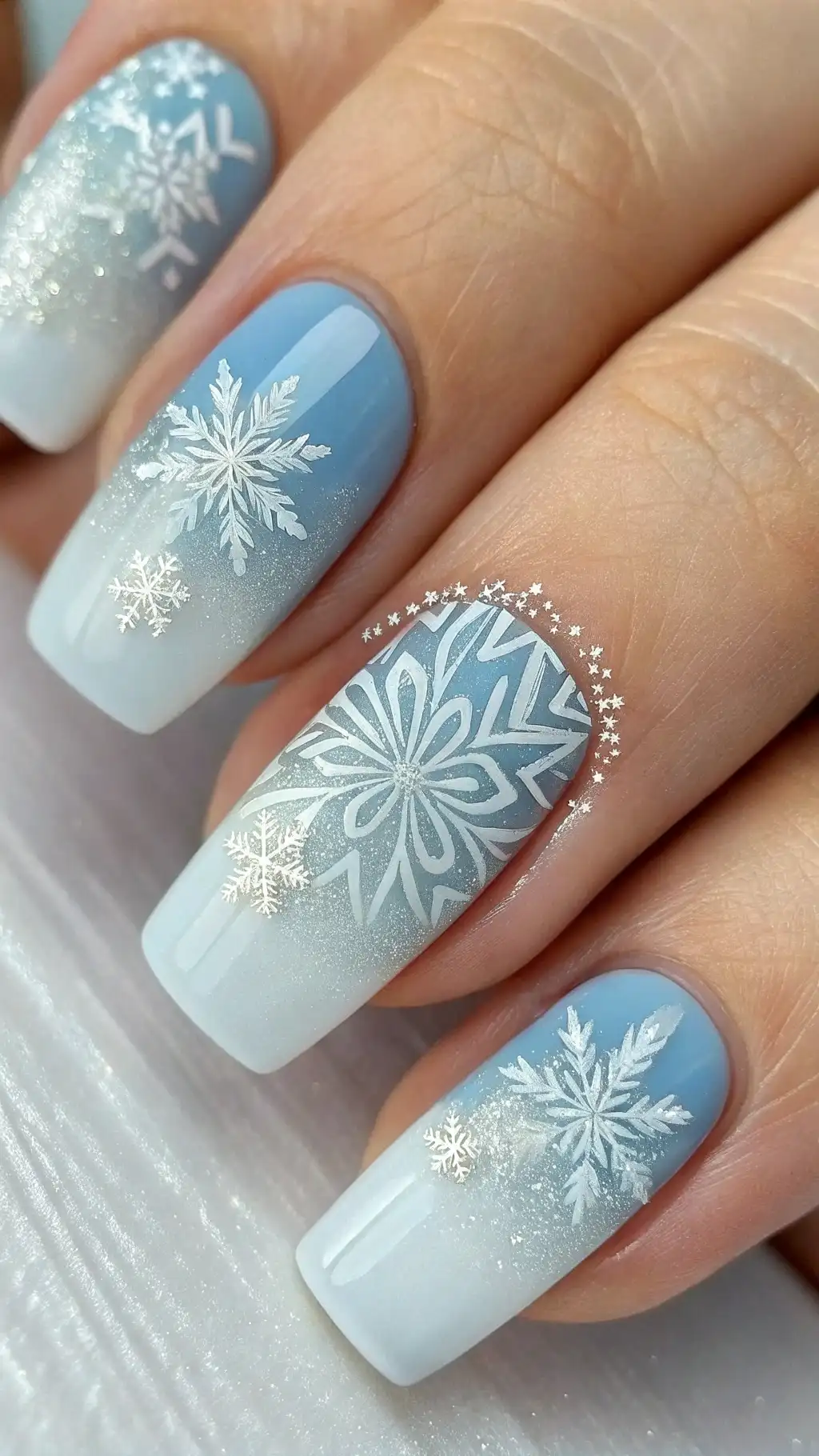 Icy Blue Snowflake Ombre