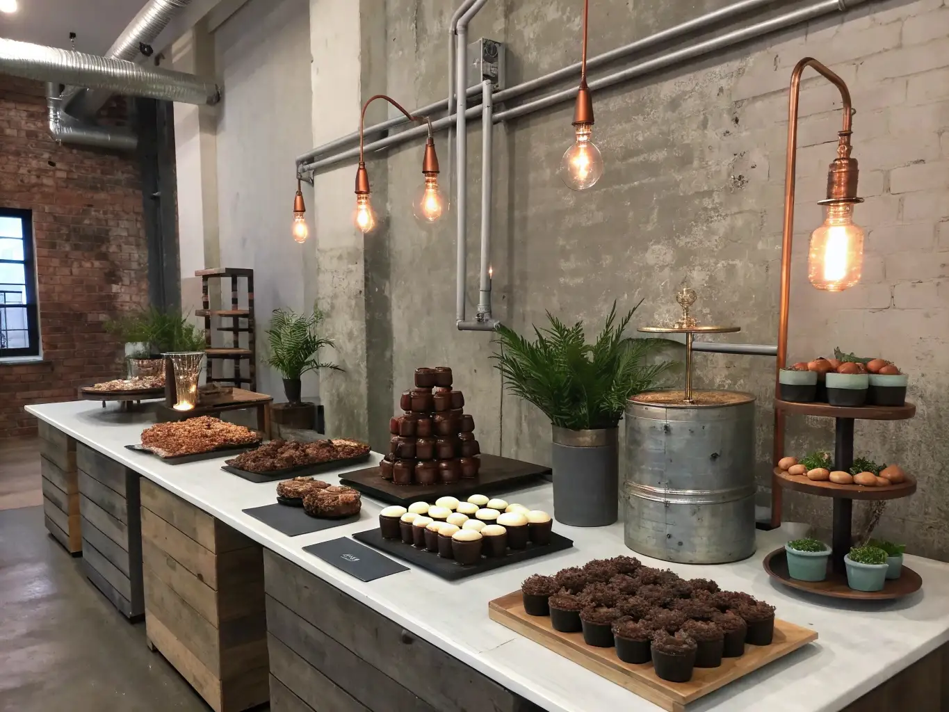 Industrial Chic Dessert Bar