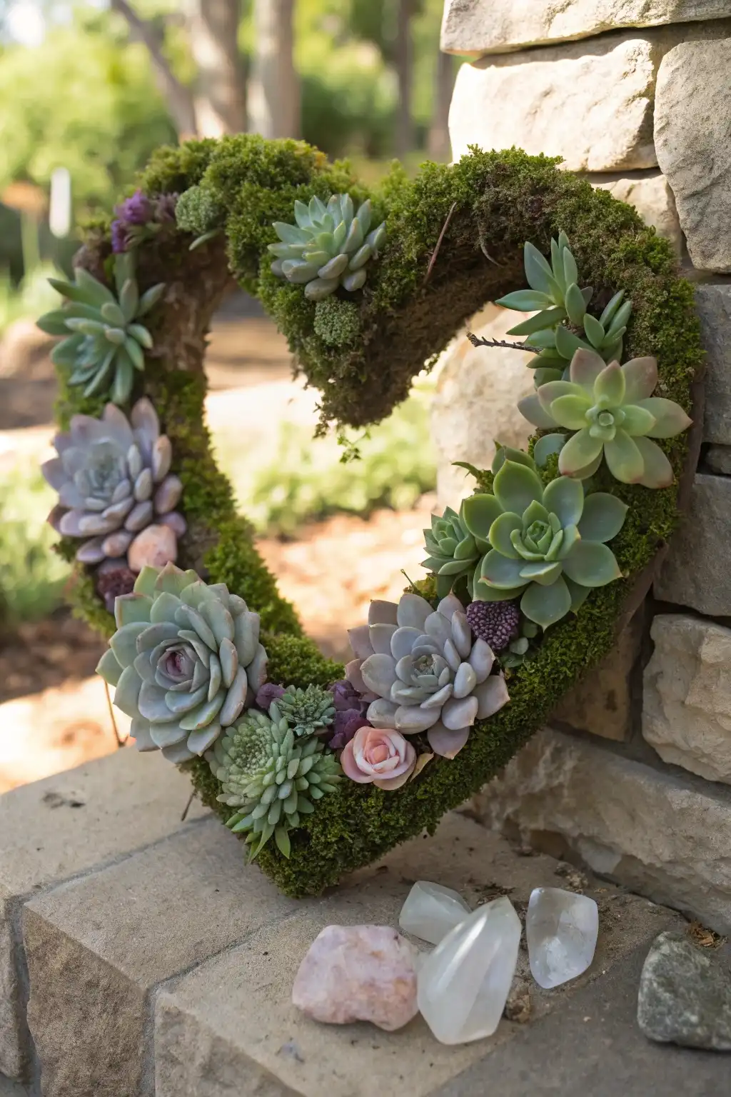 Living Moss and Succulent Heart