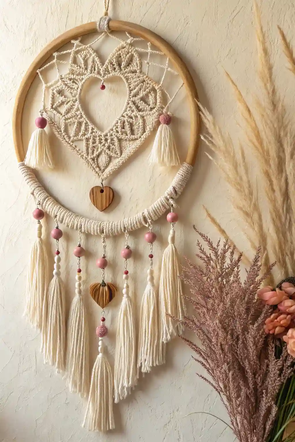 Macrame Heart Dream Catcher Wreath