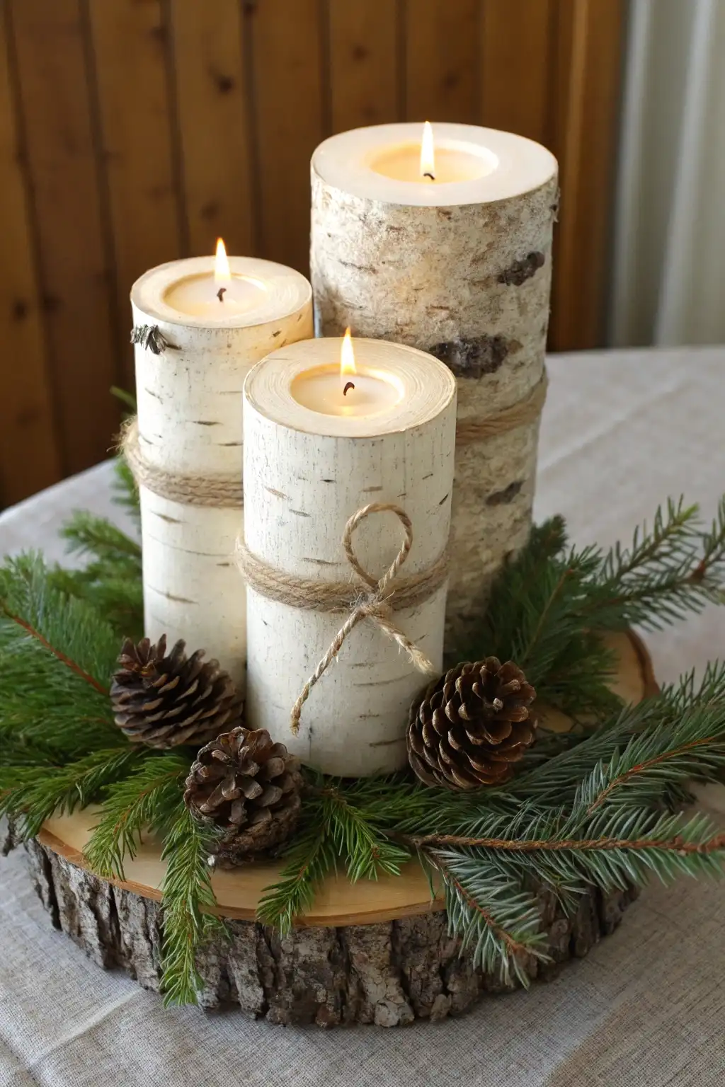 Natural Birch Log Candle Holders