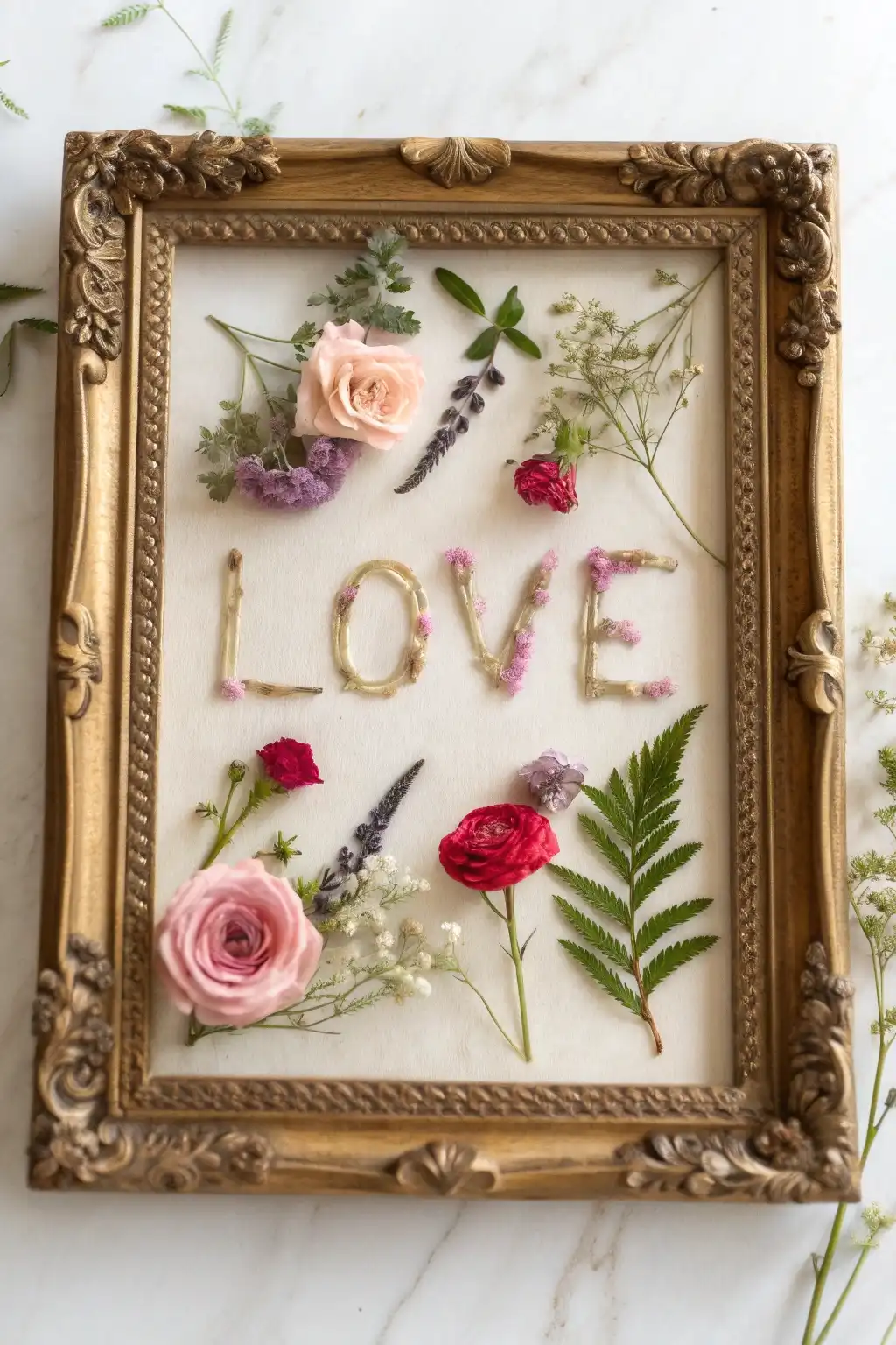 Pressed Flower Love Frame