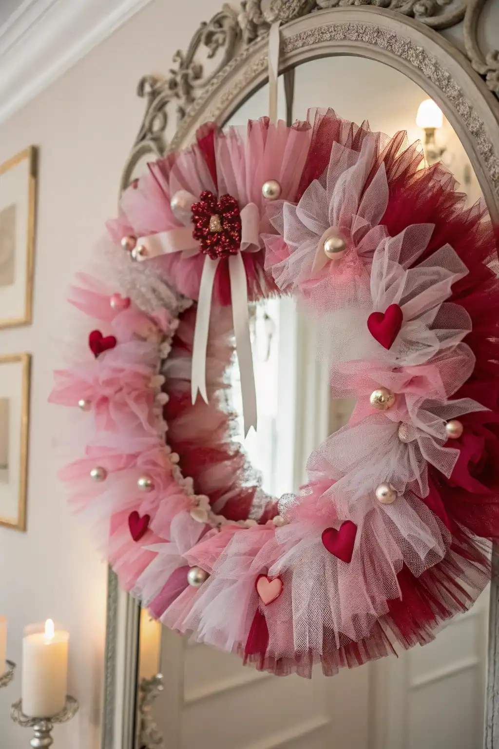 Romantic Tulle and Pearl Wreath