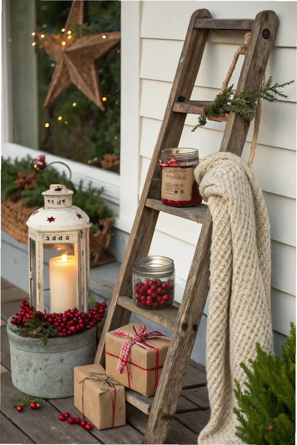 Rustic Ladder Christmas Vignette