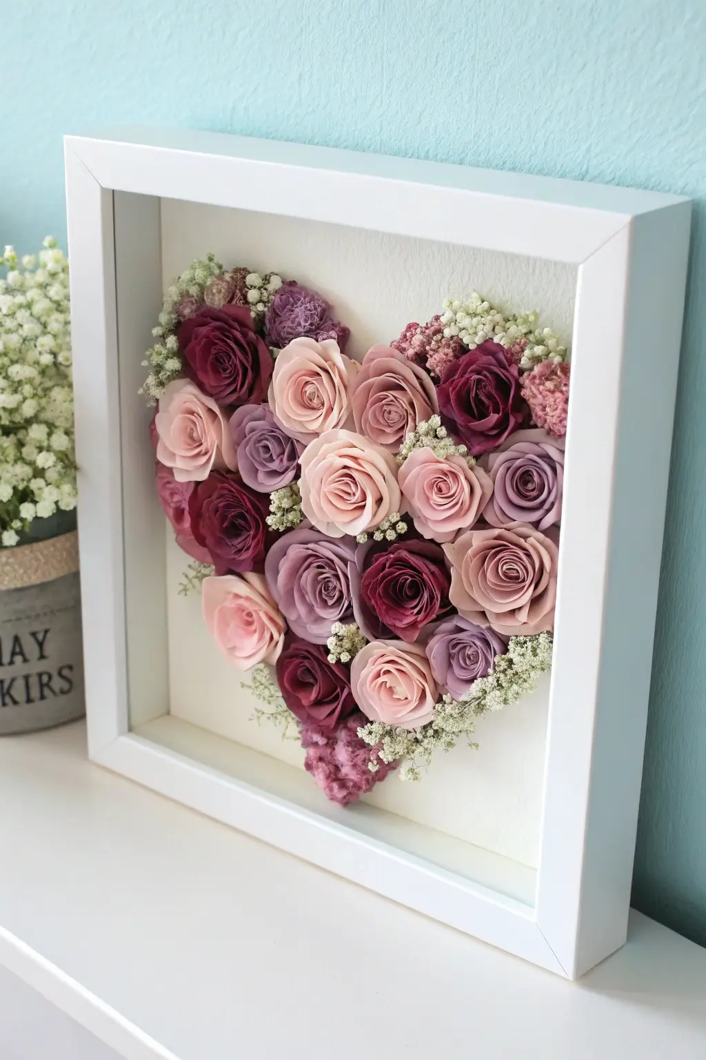 Shadow Box Heart of Roses