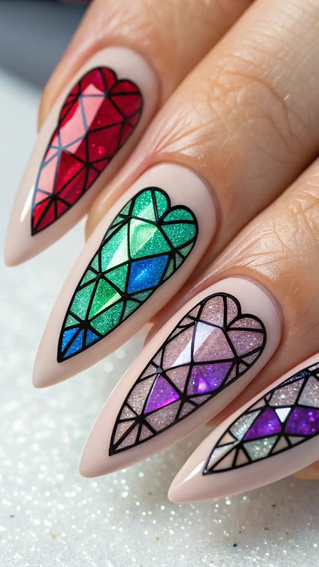 Stained Glass Hearts