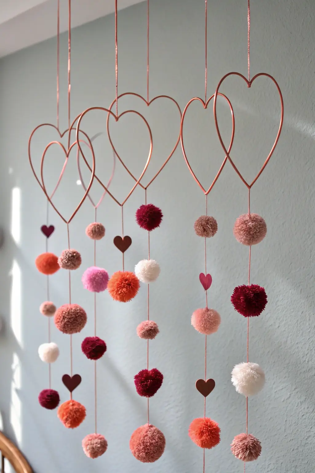 Whimsical Heart and Pom-Pom Mobile