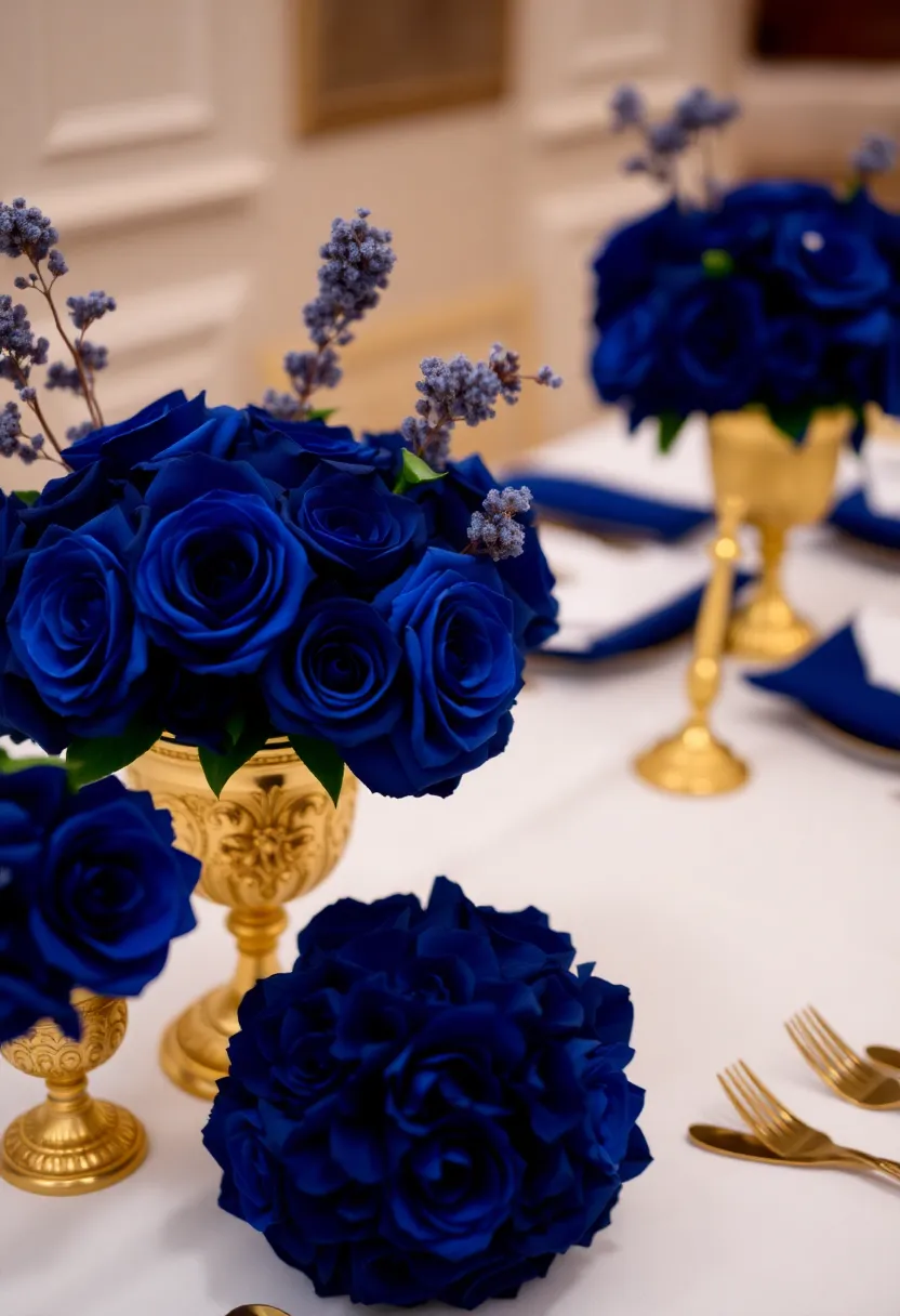 14 Jaw-Dropping Rococo Centerpieces That'll Steal the Show at Your Party! - 14. A Touch of Blue and Gold