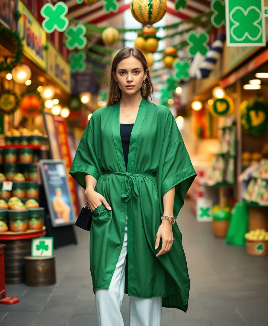 14 Stylish St. Patrick's Day Outfits That'll Make You the Star of the Celebration (#9 Is a Must-See!) - 14. Stylish Green Kimono