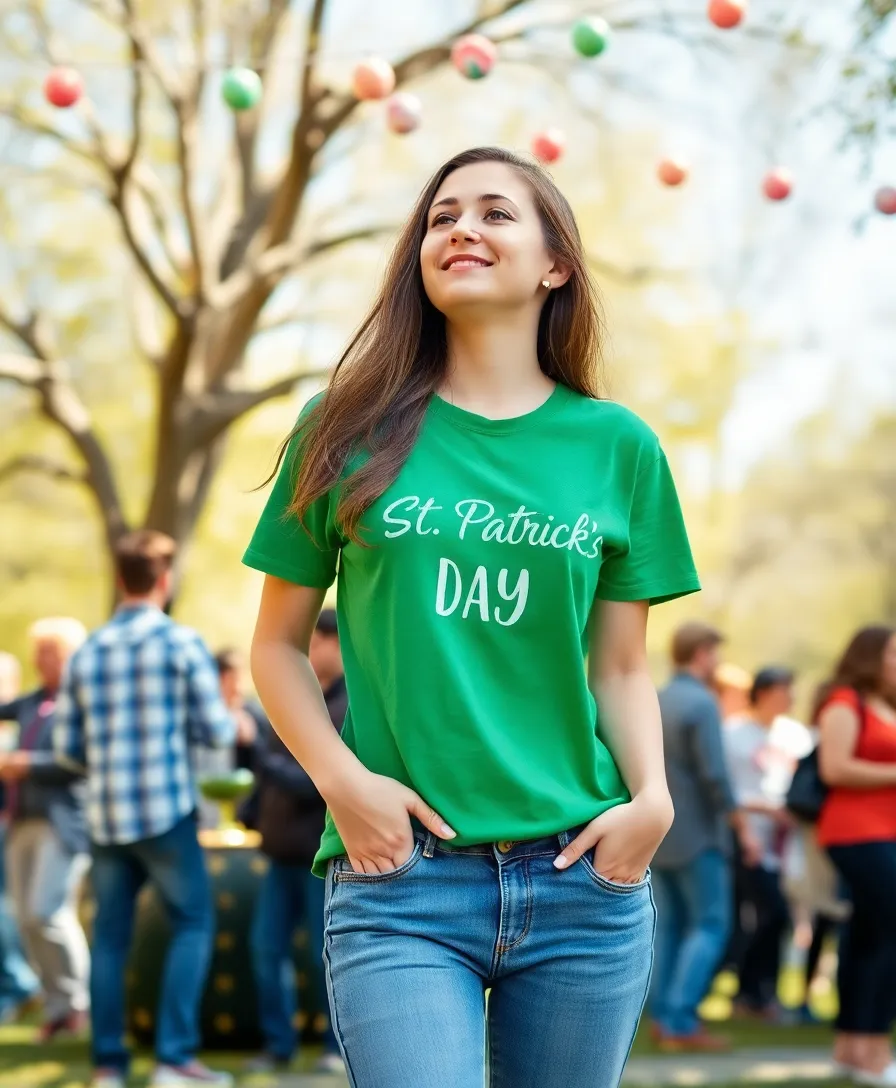 14 Stylish St. Patrick's Day Outfits That'll Make You the Star of the Celebration (#9 Is a Must-See!) - 8. Casual Green Graphic Tee and Jeans