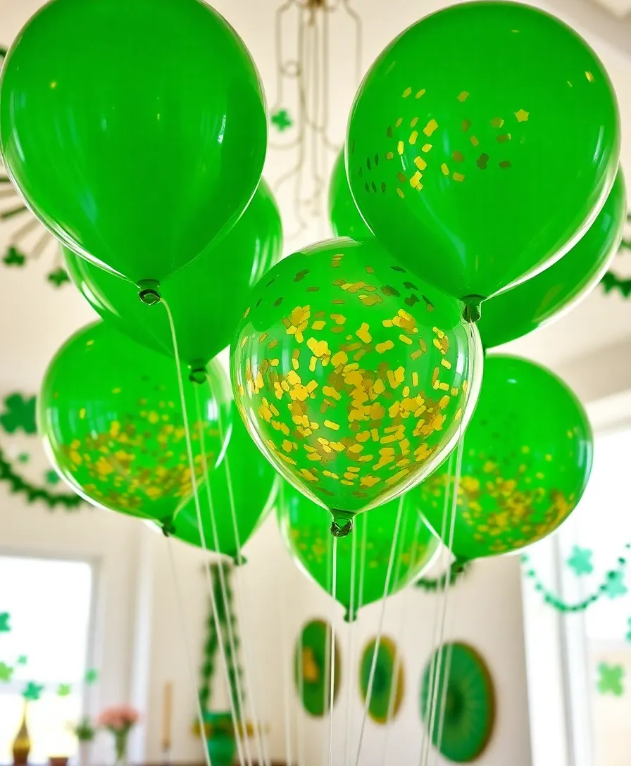 15 DIY St. Patrick's Day Decorations That Are So Easy, You'll Want to Make Them All! (#3 Is a Game-Changer!) - 10. Green Balloons with Gold Confetti