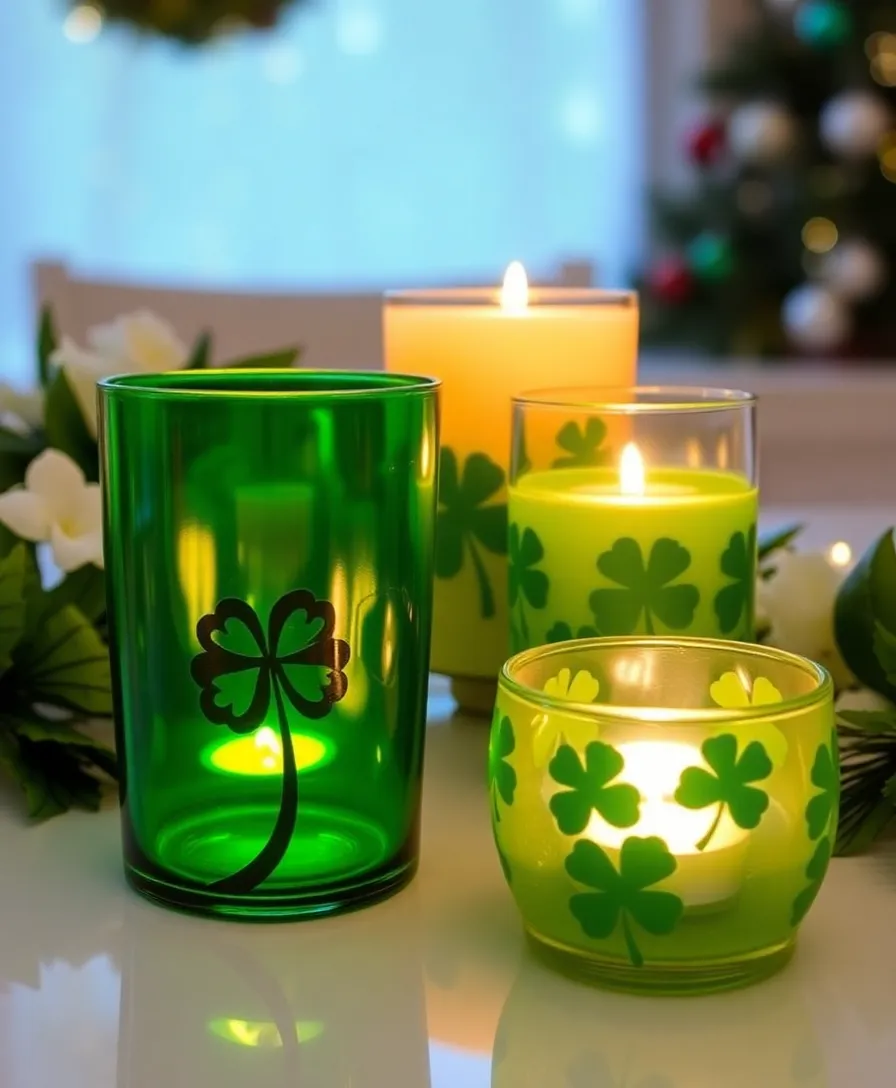 15 DIY St. Patrick's Day Decorations That Are So Easy, You'll Want to Make Them All! (#3 Is a Game-Changer!) - 15. St. Patrick's Day Candle Holders