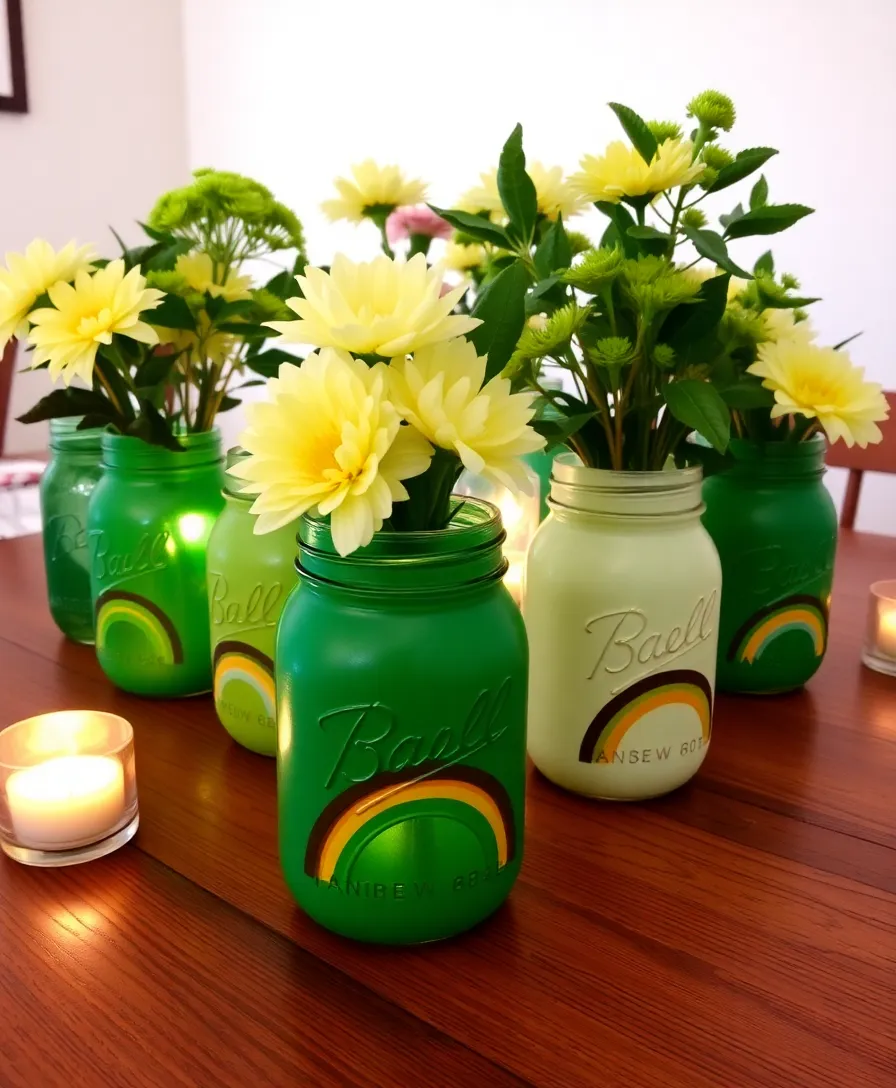 15 DIY St. Patrick's Day Decorations That Are So Easy, You'll Want to Make Them All! (#3 Is a Game-Changer!) - 5. Painted Mason Jars