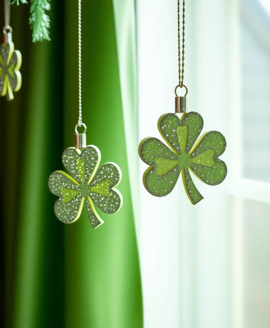 15 DIY St. Patrick's Day Decorations That Are So Easy, You'll Want to Make Them All! (#3 Is a Game-Changer!) - 7. Glittery Shamrock Ornaments