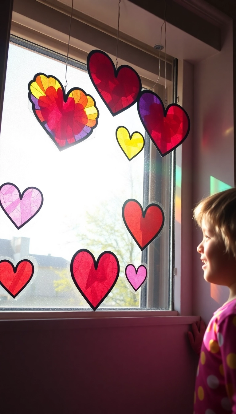 15 Fun Valentine's Day Crafts for Kids That'll Keep Them Busy and Smiling! (Don't Miss #5!) - 1. Heart-Shaped Stained Glass