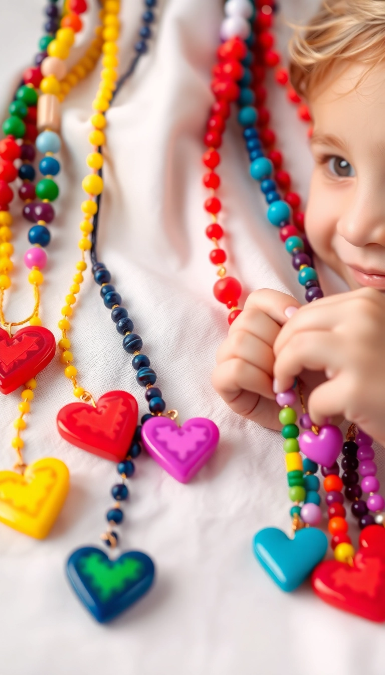 15 Fun Valentine's Day Crafts for Kids That'll Keep Them Busy and Smiling! (Don't Miss #5!) - 3. Beaded Heart Necklaces