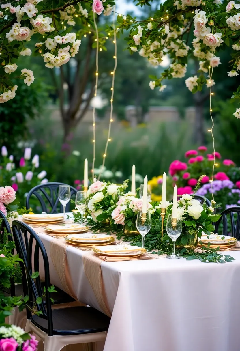 17 Stylish Dinner Party Tablescapes Perfect for Cocktails (Guests Will Rave About #10!) - 11. Garden Party Glam