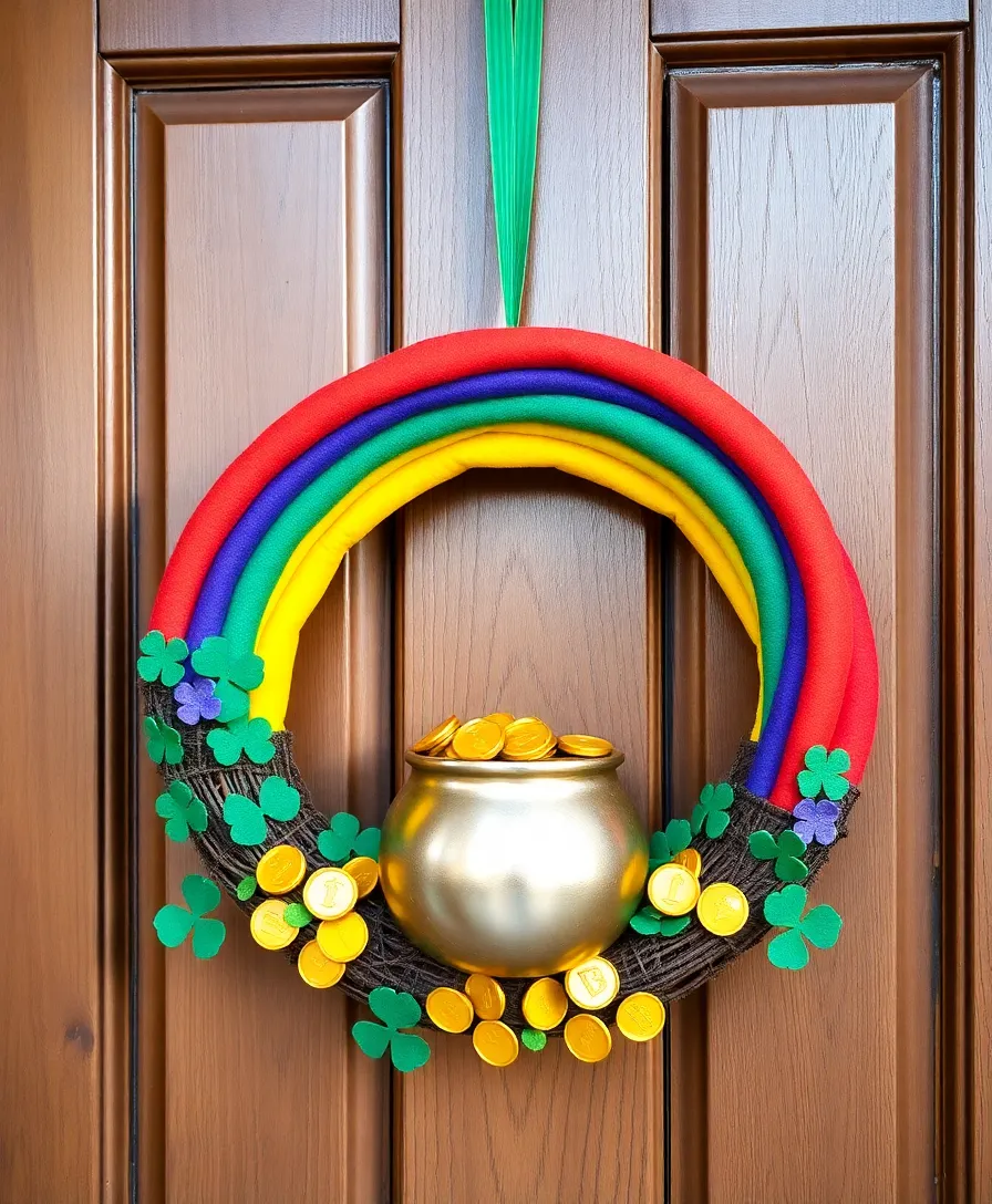 18 Fun St. Patrick's Day Crafts That Will Make You Feel Lucky! - 1. Rainbow and Pot of Gold Wreath