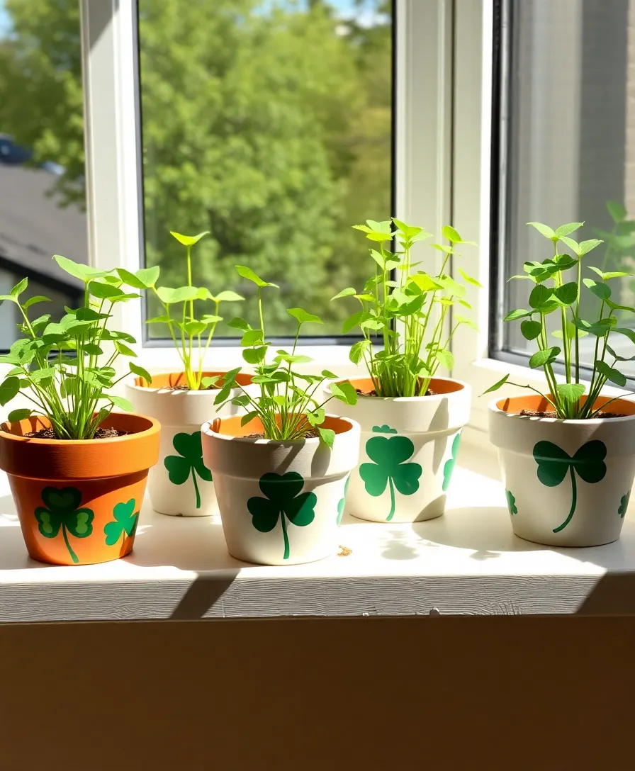 18 Fun St. Patrick's Day Crafts That Will Make You Feel Lucky! - 15. Painted Shamrock Plant Pots