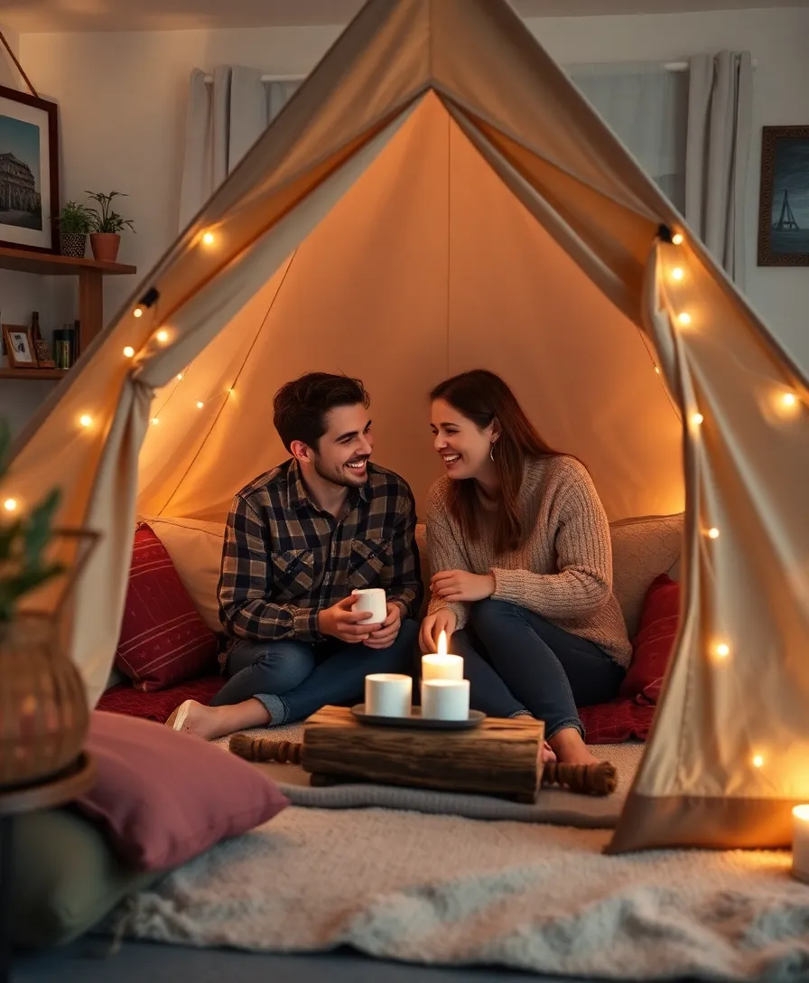 20 Creative Valentine's Day Date Ideas That Will Spark Romance (Forget Dinner and a Movie!) - 13. Indoor Camping