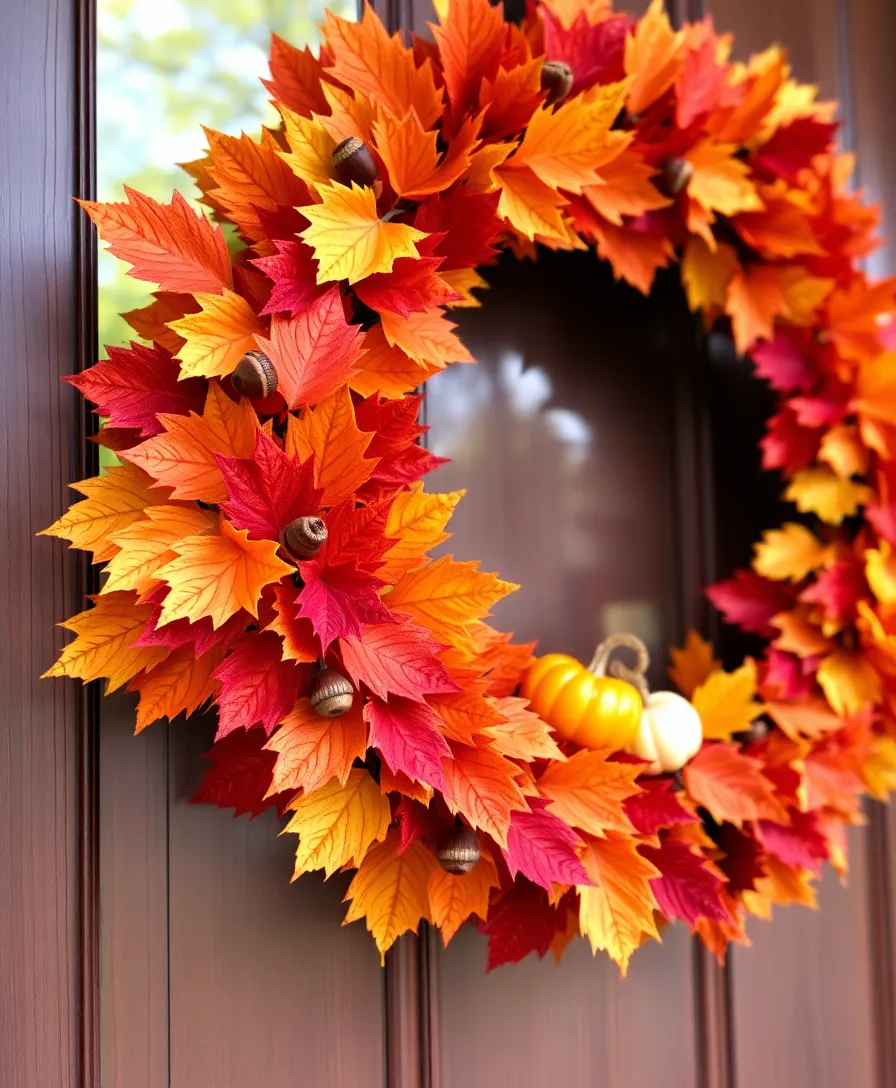 30 Stunning Dollar Tree DIY Seasonal Decor Ideas You Can Make for Pennies! - 1. Autumn Leaf Wreath