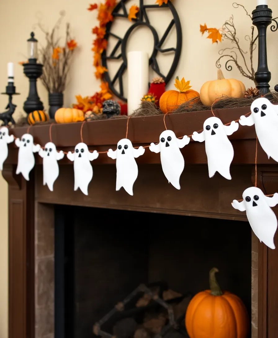 30 Stunning Dollar Tree DIY Seasonal Decor Ideas You Can Make for Pennies! - 11. Halloween Ghost Garland