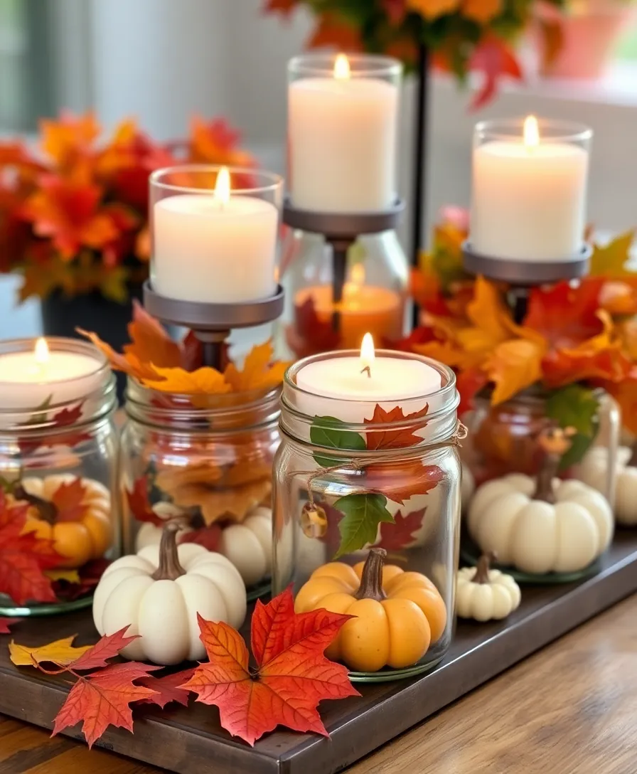 30 Stunning Dollar Tree DIY Seasonal Decor Ideas You Can Make for Pennies! - 12. Cozy Fall Candle Holders