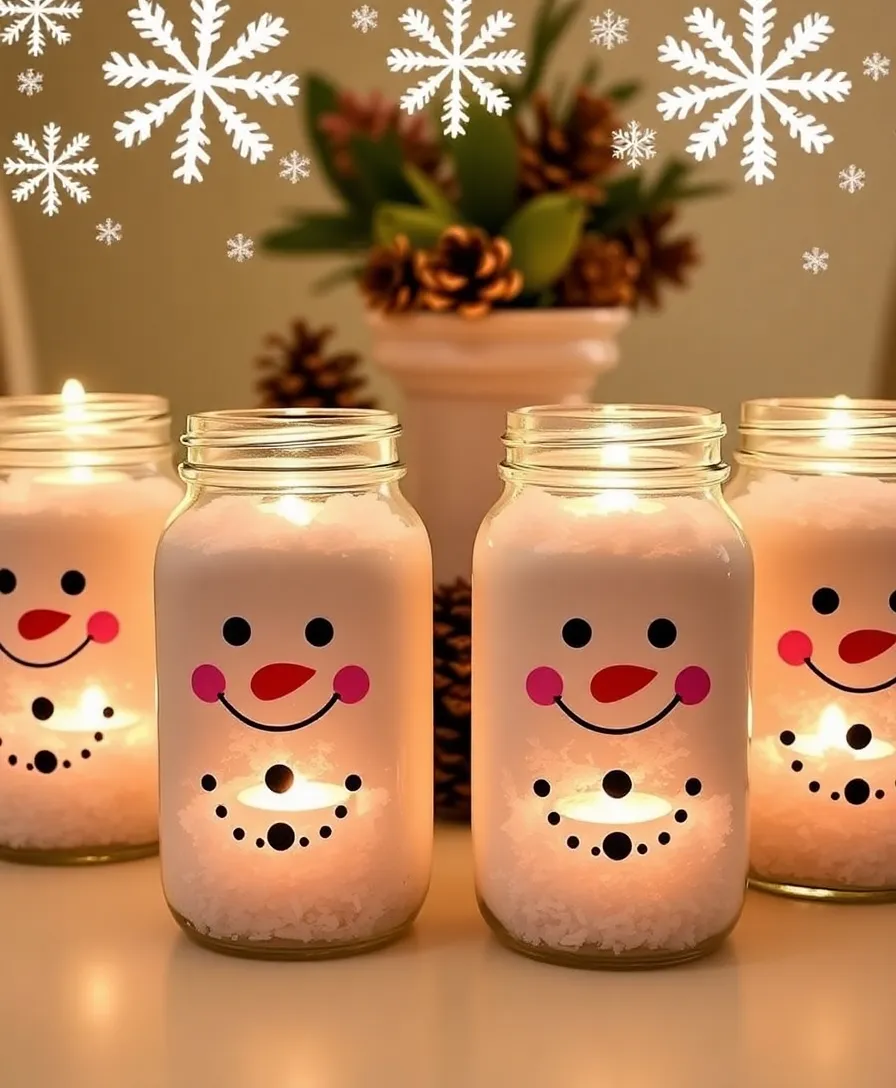 30 Stunning Dollar Tree DIY Seasonal Decor Ideas You Can Make for Pennies! - 3. Snowman Candle Holders