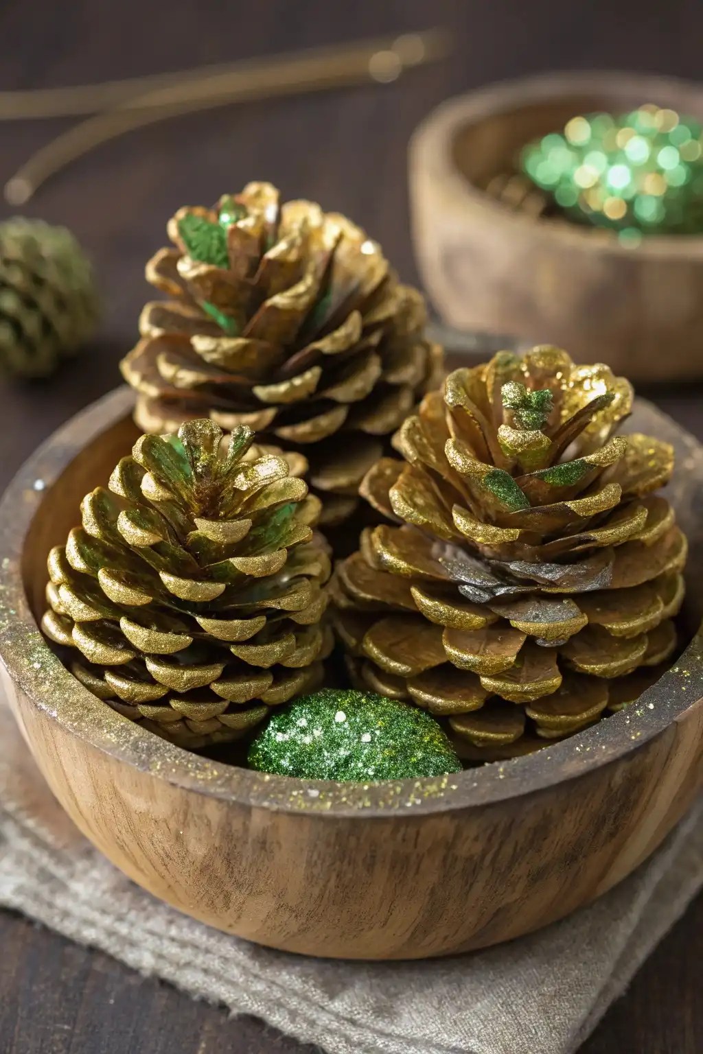 Gilded Shamrock Pinecone Accents