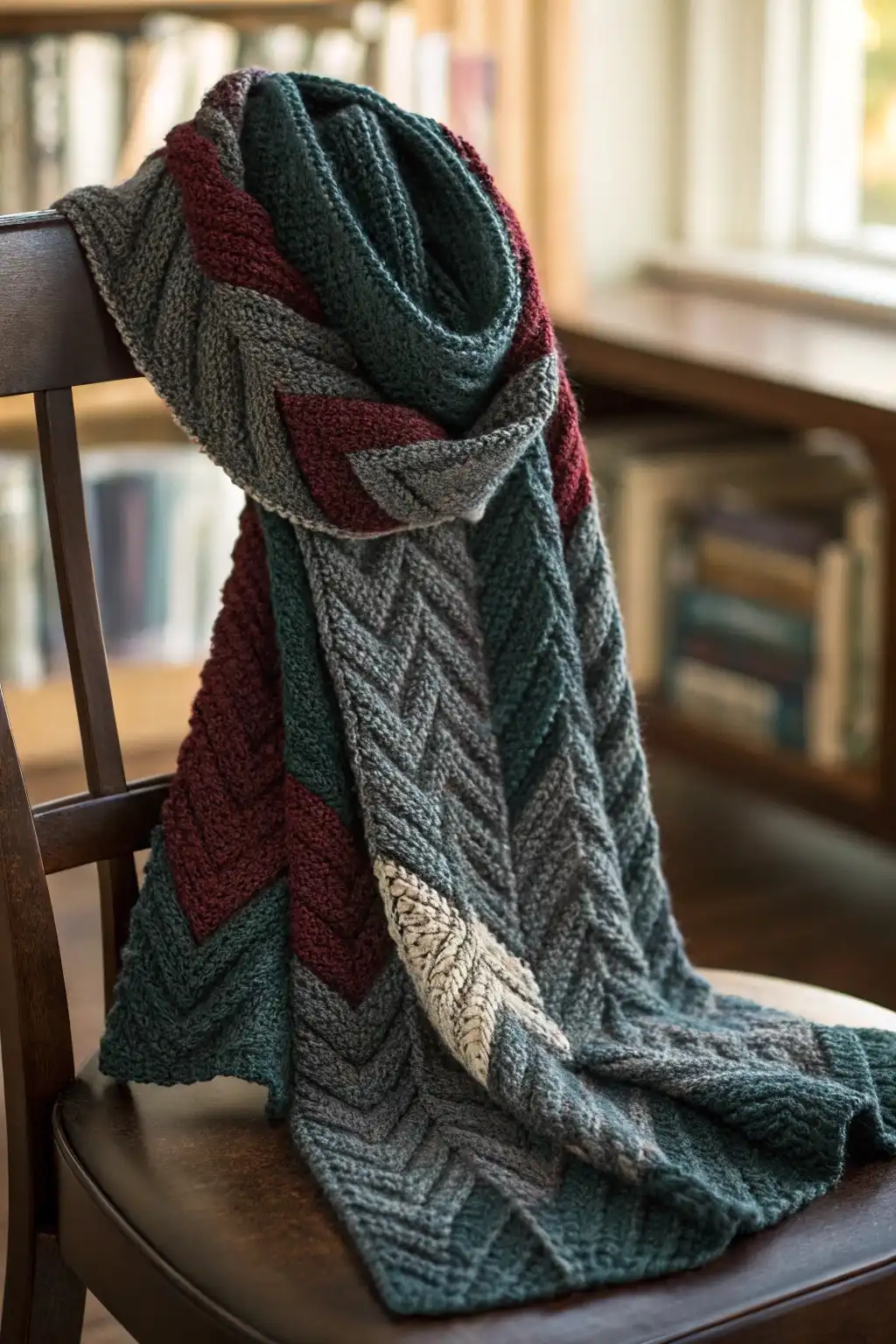 Hand-Knitted Chevron Scarf