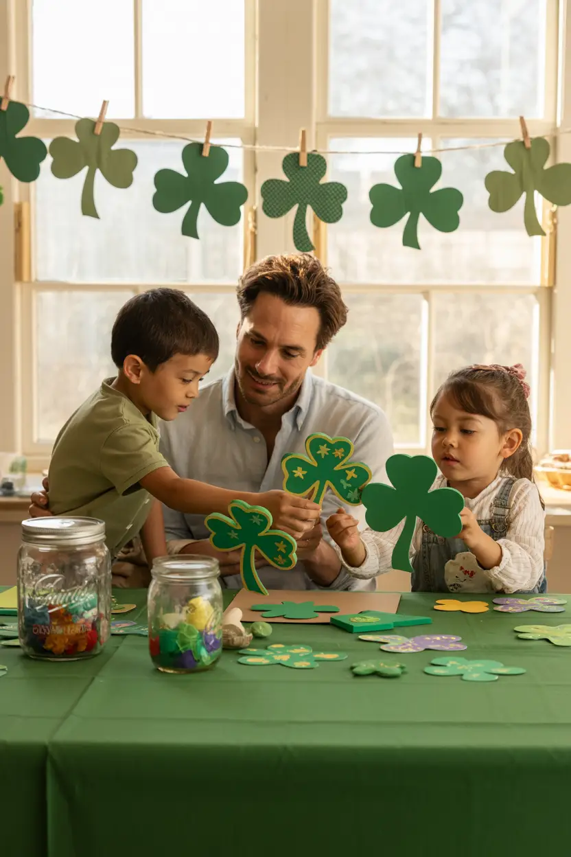 Making Shamrock Decorations Together