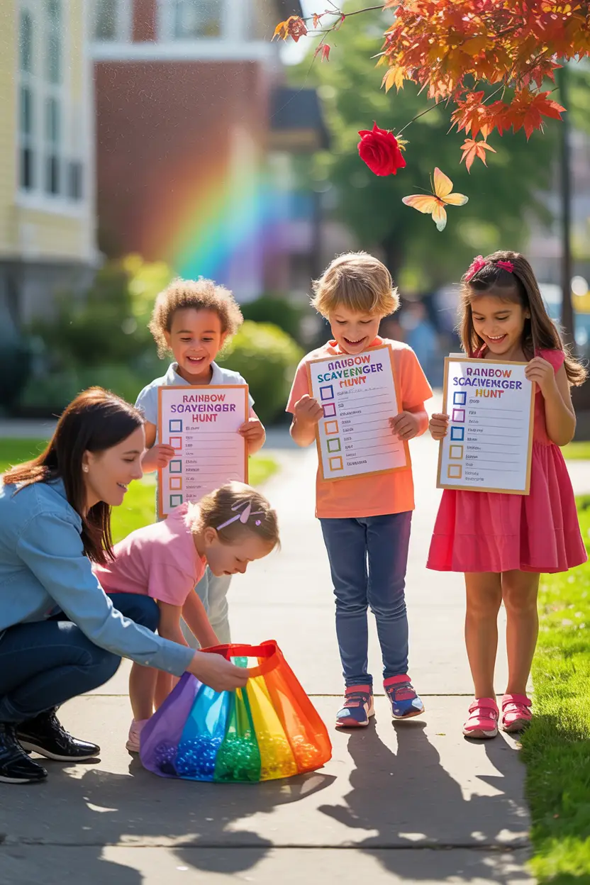 Participating in a Rainbow Scavenger Hunt