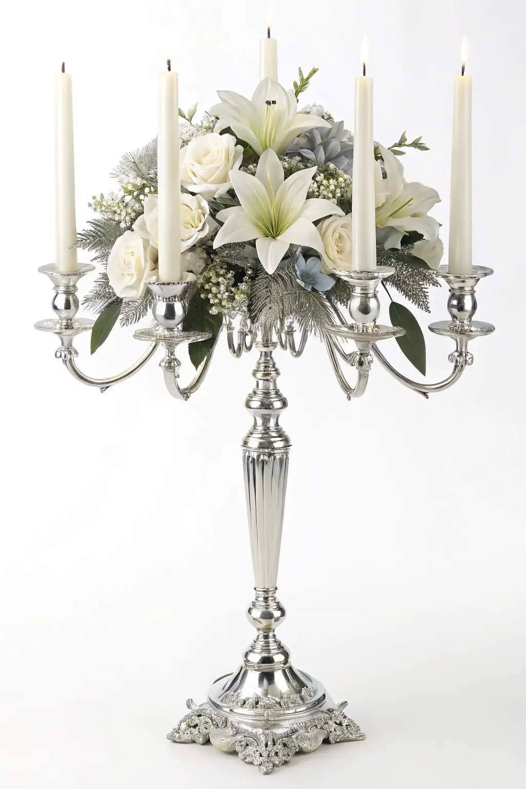 Silken Silver Candelabra