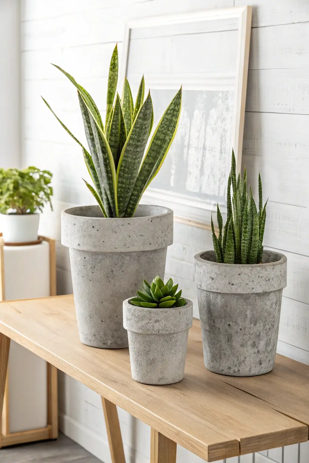 Modern Concrete-Style Planter Trio