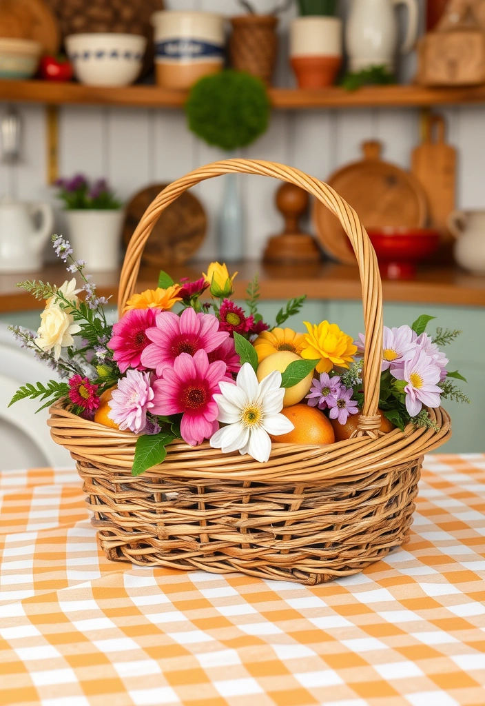 11 Creative Memorial Day Kitchen Centerpieces That Will Wow Your Guests! - 10. Vintage Picnic Basket Centerpiece