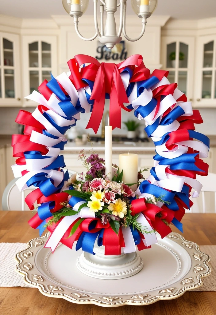 11 Creative Memorial Day Kitchen Centerpieces That Will Wow Your Guests! - 8. DIY Patriotic Wreath Centerpiece