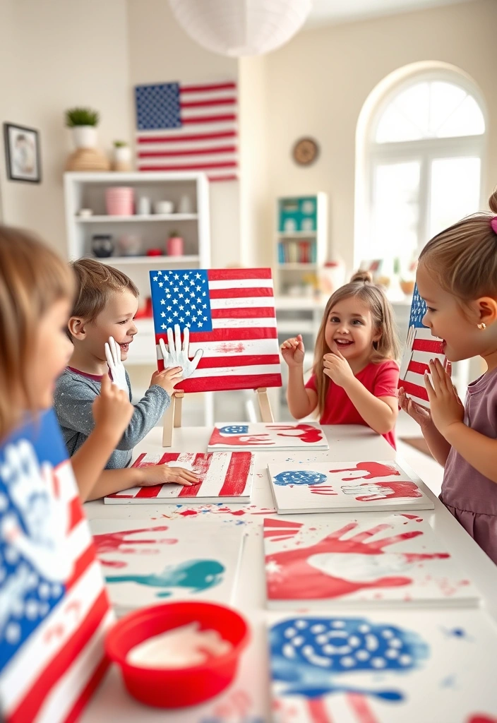 12 Fun Memorial Day Crafts for Kids That Will Keep Them Entertained (You’ll Love #6!) - 6. Handprint American Flag Canvas (You’ll Love This One!)