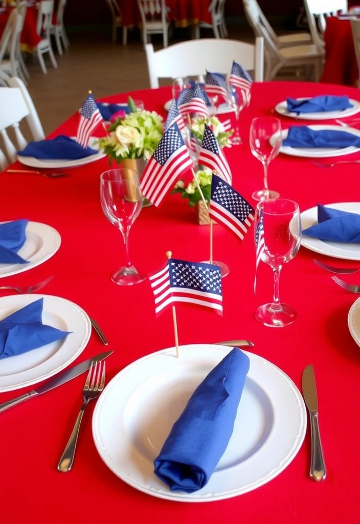 14 Creative Ways to Display American Flags This Memorial Day (You'll Love #6!) - 10. Flag-Themed Table Settings