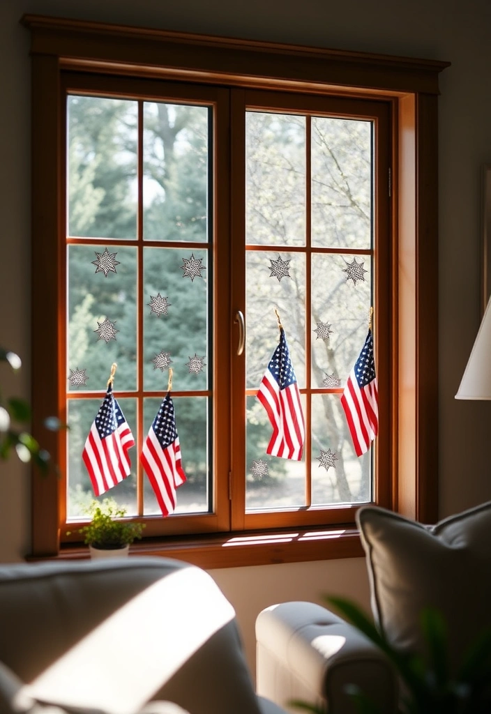 14 Creative Ways to Display American Flags This Memorial Day (You'll Love #6!) - 11. Flag Decorations in Window Displays