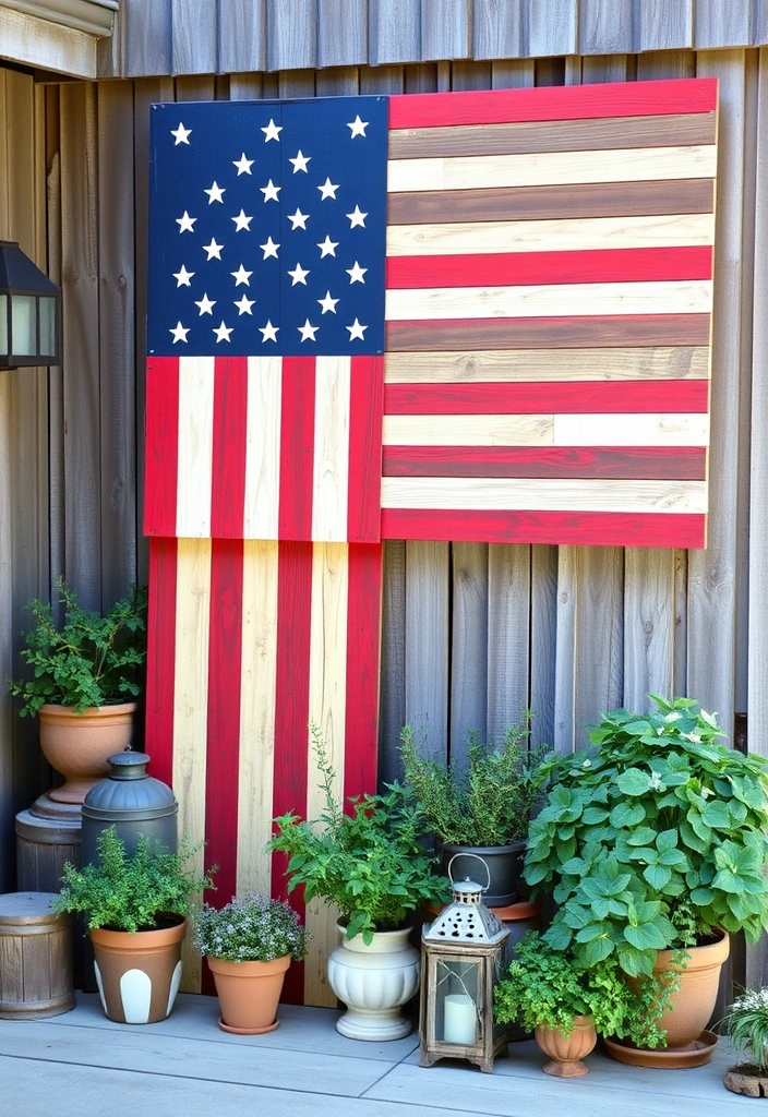 14 Creative Ways to Display American Flags This Memorial Day (You'll Love #6!) - 8. Rustic American Flag Displays