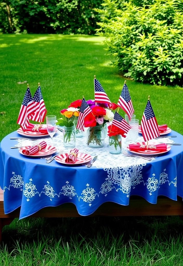 15 Festive Memorial Day BBQ Decoration Ideas to Wow Your Friends (Especially #8!) - 1. Patriotic Picnic Table