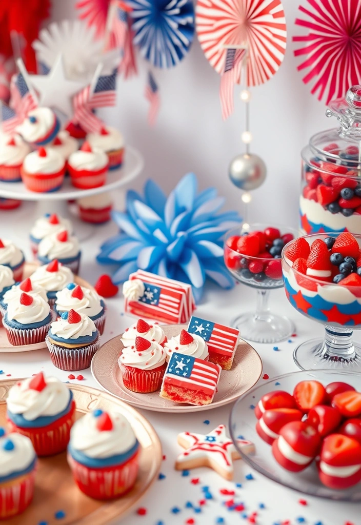 15 Festive Memorial Day BBQ Decoration Ideas to Wow Your Friends (Especially #8!) - 10. Themed Desserts Table